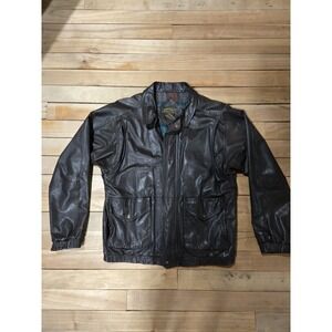 Vintage Eddie Bauer Leather Jacket Men's XL Brown Lined Bomber Moto